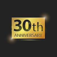 guld fyrkant tallrik elegant logotyp 30:e år årsdag firande vektor