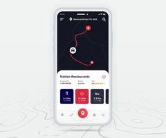 Karta gps navigering ux ui begrepp, smartphone Karta Ansökan destination punkt på skärm, app Sök Karta navigera, teknologi Karta, stad navigering Kartor, leverans ryttare, gata, Spår, plats vektor