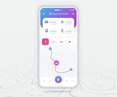 Karta gps navigering ux ui begrepp, smartphone Karta Ansökan och destination precisera på skärm, app Sök Karta navigera, teknologi Karta, stad navigering Kartor, stad gata, spårning, plats, vektor