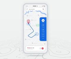 Karten-GPS-Navigation, Smartphone-Kartenanwendung und roter Pinpoint-Bildschirm, App-Suchkartennavigation, Technologiekarte, Stadtnavigationskarten, Stadtstraße, GPS-Tracking, Standort-Tracker, Vektor