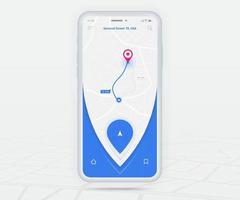 karte gps-navigations-app ux ui-konzept, mobile kartenanwendung, smartphone-app-suchkartennavigation, technologiekarte, stadtnavigationskarten, stadtstraße, gps-verfolgung, standortverfolgung, vektorillustration vektor