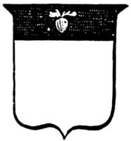 Heraldik, Chef ist eine Ladung auf einem Wappen, Vintage-Gravur. vektor