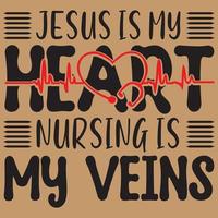 Jesus ist mein Herz, Pflege sind meine Adern vektor