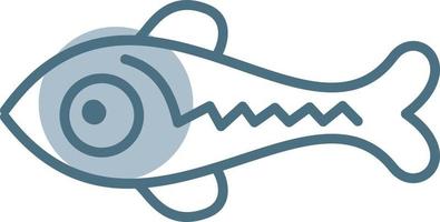 blauer Fisch mit Linie, Illustration, Vektor auf weißem Hintergrund.