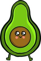 glückliche kleine Avocado, Illustration, Vektor auf weißem Hintergrund.