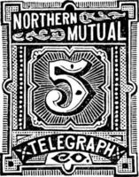 United States Telegraph Stamp 5 Cent, 1888, Vintage-Illustration vektor