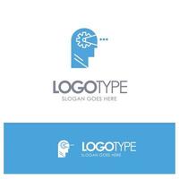 Kognitiver Prozess Mind Head blaues solides Logo mit Platz für Slogan vektor