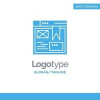 Layout Webdesign Website blaue solide Logovorlage Platz für Slogan vektor