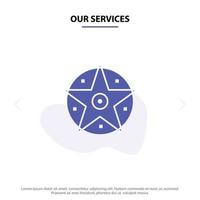 Unsere Dienstleistungen Pentacle Satanic Project Star Solid Glyph Icon Web Card Template vektor