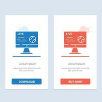 fußball live fußball sport stream blau und rot jetzt herunterladen und kaufen web-widget-kartenvorlage vektor