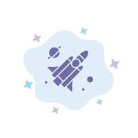 flyga missil vetenskap blå ikon på abstrakt moln bakgrund vektor
