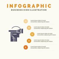 Virtual-Reality-Headset-Technologie solides Symbol Infografiken 5-Schritte-Präsentationshintergrund vektor