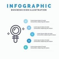 Suchlabor finden Biochemie Liniensymbol mit 5 Schritten Präsentation Infografiken Hintergrund vektor