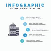 Gebäude Wolkenkratzer Büro oben solide Symbol Infografiken 5 Schritte Präsentationshintergrund vektor