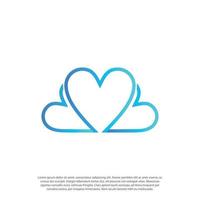 Cloud-Love-Logo, mit kombinierter Wolkenform und Liebesform als ein Cloud-Shape-Logo-Design-Vektor-Gliederungskonzept vektor