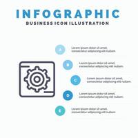 Zahnradeinstellung Box Liniensymbol mit 5 Schritten Präsentation Infografiken Hintergrund vektor