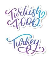 Türkischer lebensmittelbrief. Gestaltungselement. traditionelles Design. Vektor-Schriftzug-Illustration. gesundes Essen vektor