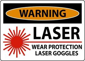 Warnung Laser tragen Laserschutzbrille Schild auf weißem Hintergrund vektor