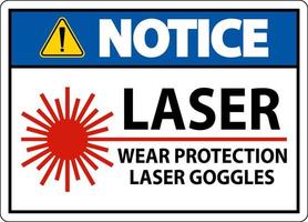 lägga märke till laser ha på sig skyddande laser glasögon tecken på vit bakgrund vektor