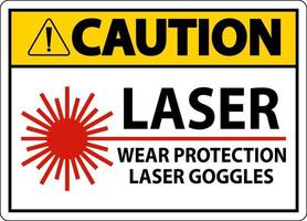 Vorsicht Laser tragen Laserschutzbrille Schild auf weißem Hintergrund vektor