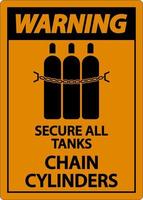 Warnschild alle Tanks sichern, Kettenzylinder vektor