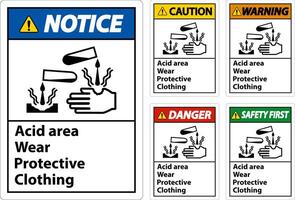 Säurebereich Schild Schutzkleidung tragen vektor