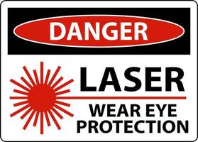 Gefahr Laser tragen Augenschutz Zeichen auf weißem Hintergrund vektor