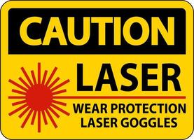 varning laser ha på sig skyddande laser glasögon tecken på vit bakgrund vektor
