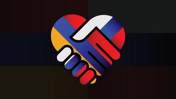 russland und armenien flaggen im handschlag der beziehungen. zwei Flaggen zusammen. geeigneter einsatz zu russland und armenien ereignis vektor