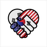 vereinigte staaten von amerika und südkorea beziehungen händedruck illustration symbol. geeigneter Einsatz für ein amerikanisches südkoreanisches Ereignis vektor