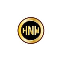 kreatives hnw-buchstaben-logo-design mit goldenem kreis vektor