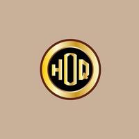 kreatives Hoq-Brief-Logo-Design mit goldenem Kreis vektor
