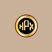 kreativ hpx brev logotyp design med gyllene cirkel vektor