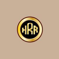 kreatives hrr-brief-logo-design mit goldenem kreis vektor