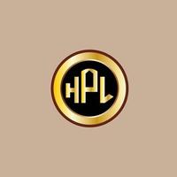 kreatives HPL-Brief-Logo-Design mit goldenem Kreis vektor