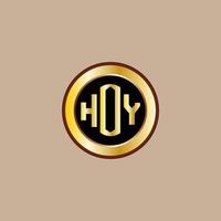 kreativ hoy brev logotyp design med gyllene cirkel vektor