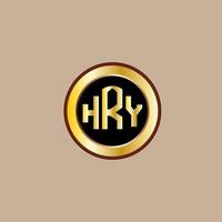 kreatives Hry-Brief-Logo-Design mit goldenem Kreis vektor