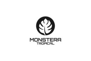 monstera blad logotyp design vektor illustration