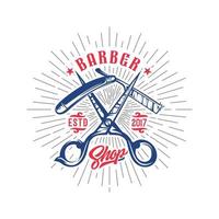 vintage barber shop logo, etiketten, abzeichen und designelement vektor