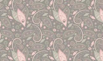 sömlös mönster baserad på ett prydnad med en paisley bandana skriva ut i delikat rosa-grön pastell färger vektor