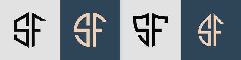 kreative einfache anfangsbuchstaben sf logo designs paket. vektor