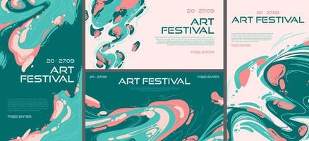 konst festival abstrakt posters eller inbjudan flygblad vektor