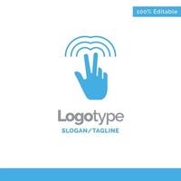 Doppelgesten-Handtab blau solide Logo-Vorlage Platz für Slogan vektor