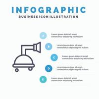 Bad saubere Dusche Liniensymbol mit 5 Schritten Präsentation Infografiken Hintergrund vektor