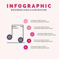 Musik Audio Schule solides Symbol Infografiken 5 Schritte Präsentationshintergrund vektor