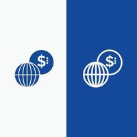 Geschäft globale Märkte moderne Linie und Glyphe festes Symbol blau Bannerlinie und Glyphe festes Symbol blau vektor