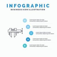 Bremssättel messen Mikrometer Reparatur Skala Symbol mit 5 Schritten Präsentation Infografiken Hintergrund vektor