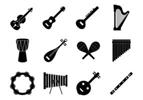 Kostenlose Silhouette Musik Insrument Icons Vektor