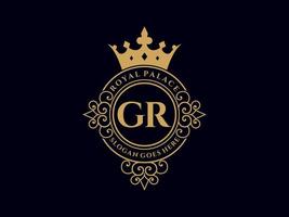 brev gr antik kunglig lyx victorian logotyp med dekorativ ram. vektor