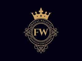 brev fw antik kunglig lyx victorian logotyp med dekorativ ram. vektor